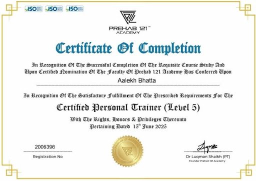 Certified Personal Trainer (Level 5) Certificate